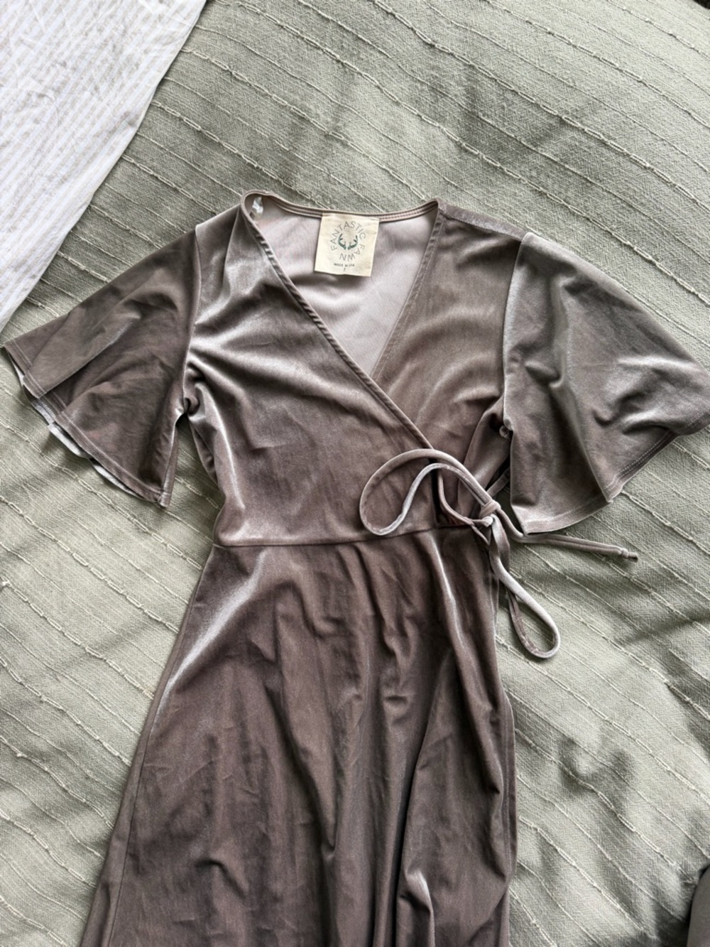 Easy Wrap Velvet Midi Dress in Mauve Taupe